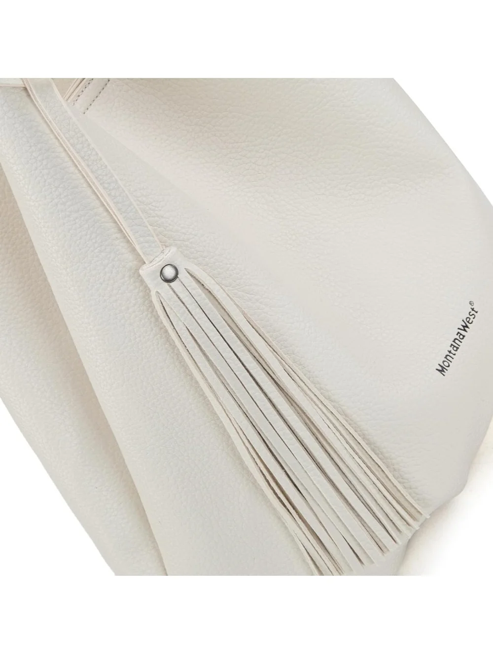Montana West Cream Hobo Bag with Brown Accent Handle and Pouch